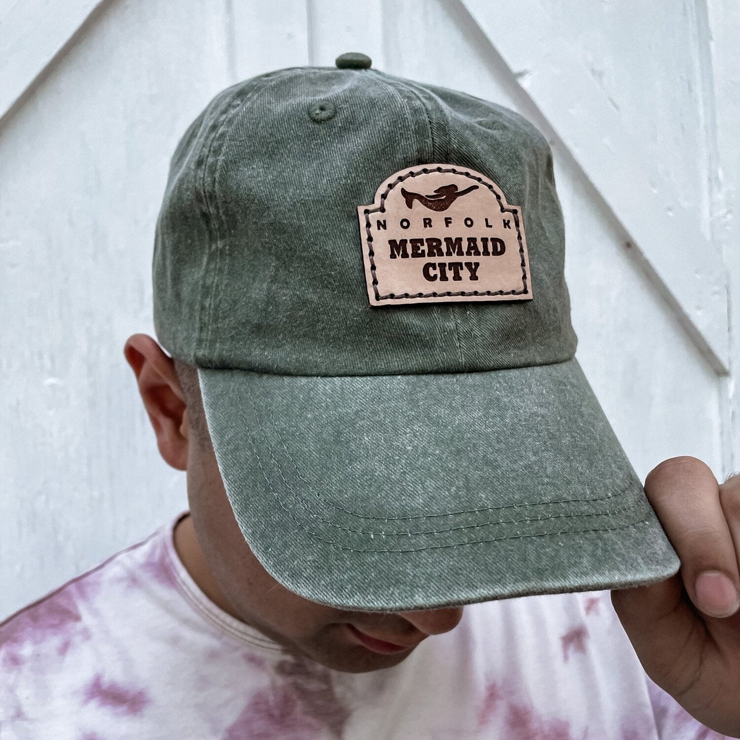 Norfolk Neighborhood Sign Leather Patch Hat