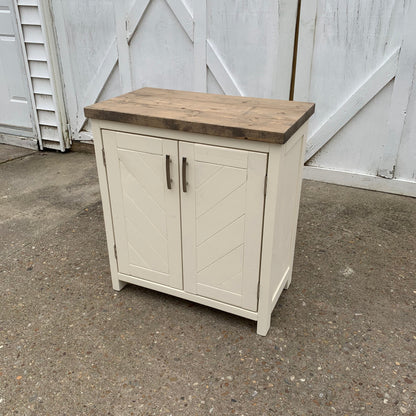 Cream bottom with Dark Walnut top