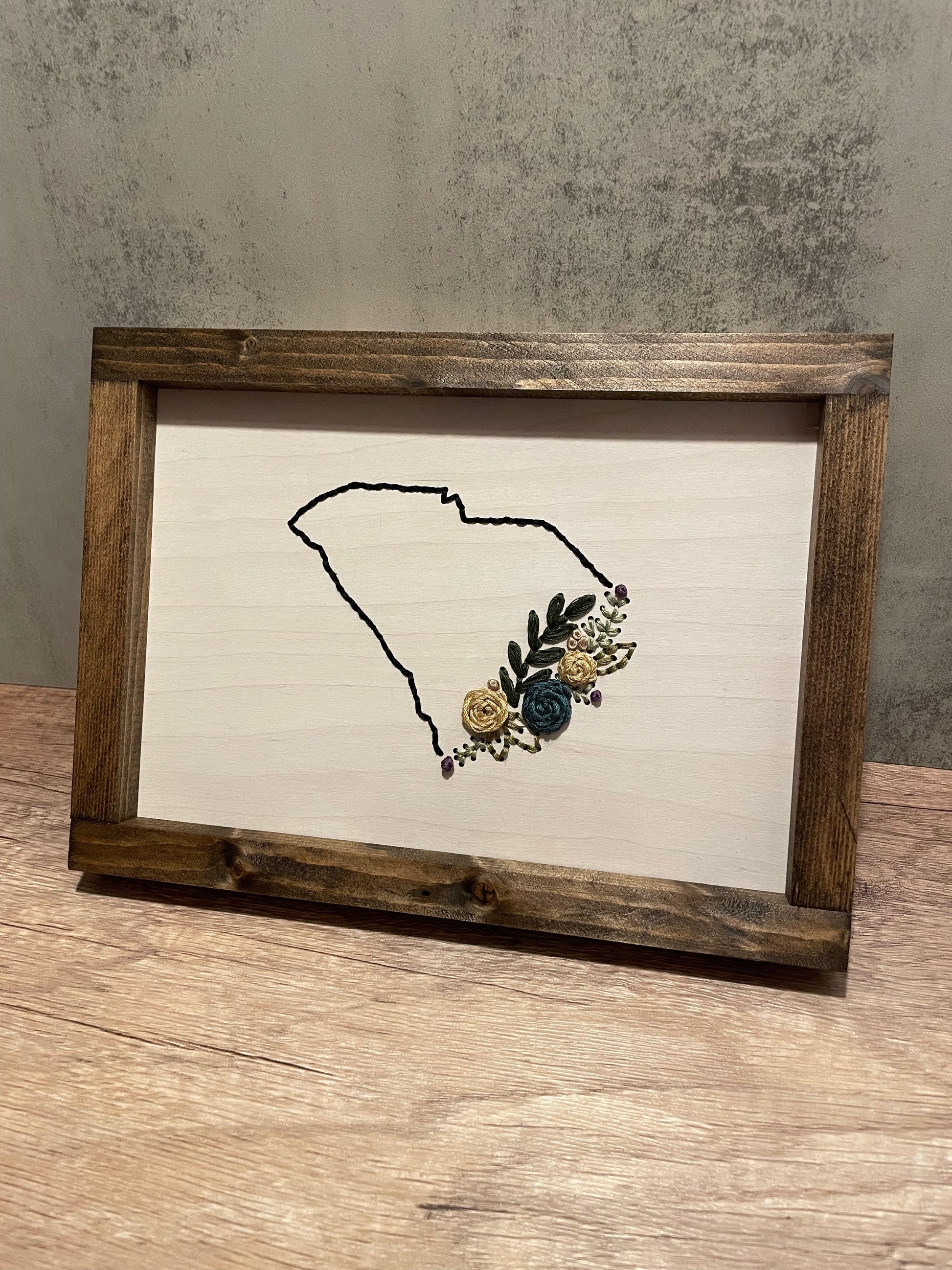 Custom State Embroidered Wall Art - Sweet Tea Craftworks