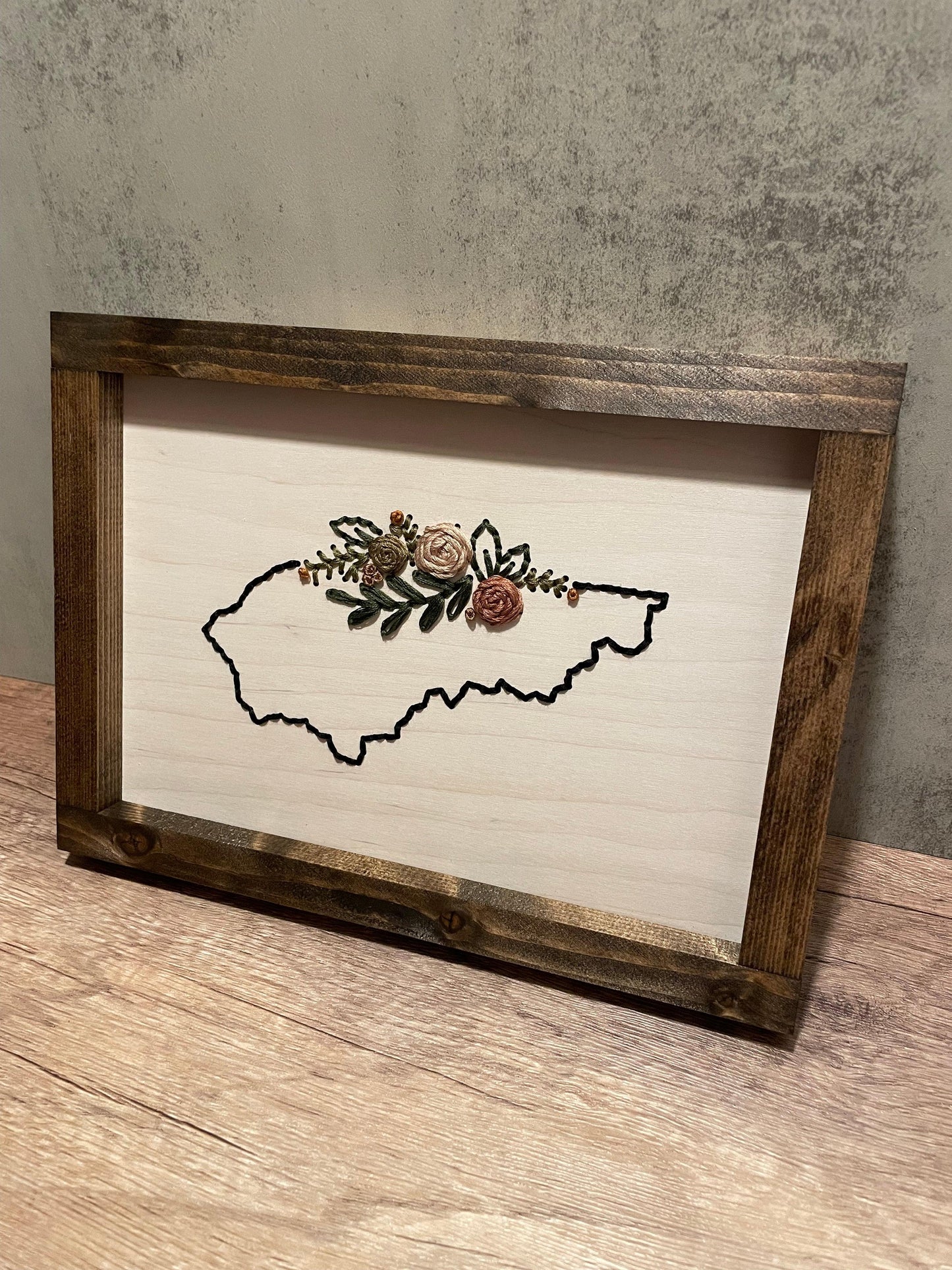 Custom State Embroidered Wall Art - Sweet Tea Craftworks