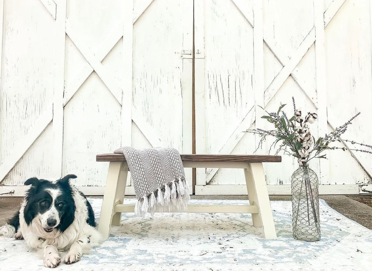 Transitional Wood Bench