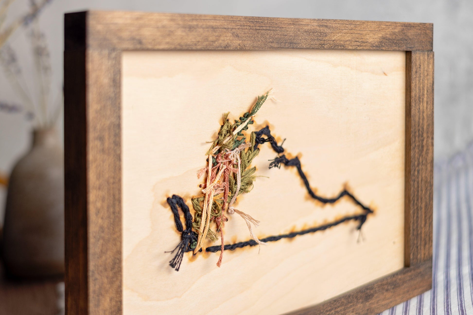 Embroidered Virginia Wall Art - Sweet Tea Craftworks