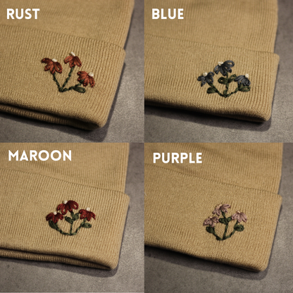 Hand Embroidered Beanie (Camel)