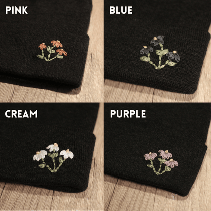 Hand Embroidered Beanie (Charcoal)
