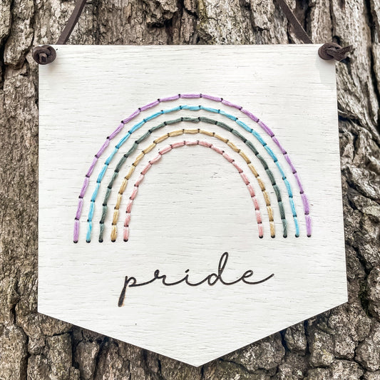 Embroidered Wood Pride Sign - Sweet Tea Craftworks