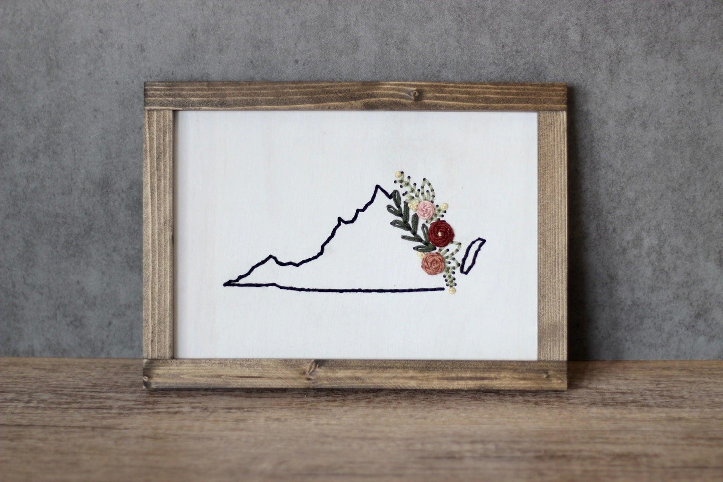 Embroidered Virginia Wall Art - Sweet Tea Craftworks